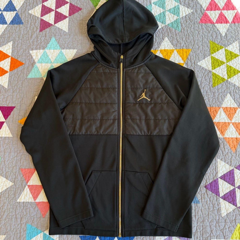 Jordan Black and Gold Hooded Zip Up Hoodie/Jacket